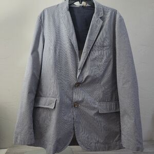J Crew Blue White Blazer Ludlow Jacket L Gingham Lined Sporty‎ Fit Two Button